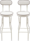 Folding Bar Stool with Backrest, Set of 2 Tall Cushioned Seats, 25.6 Inch Portable Collapsible Counter Height Chairs for Kitchen Island, Cafe, Dining Room