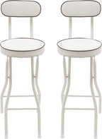 Folding Bar Stool with Backrest, Set of 2 Tall Cushioned Seats, 25.6 Inch Portable Collapsible Counter Height Chairs for Kitchen Island, Cafe, Dining Room