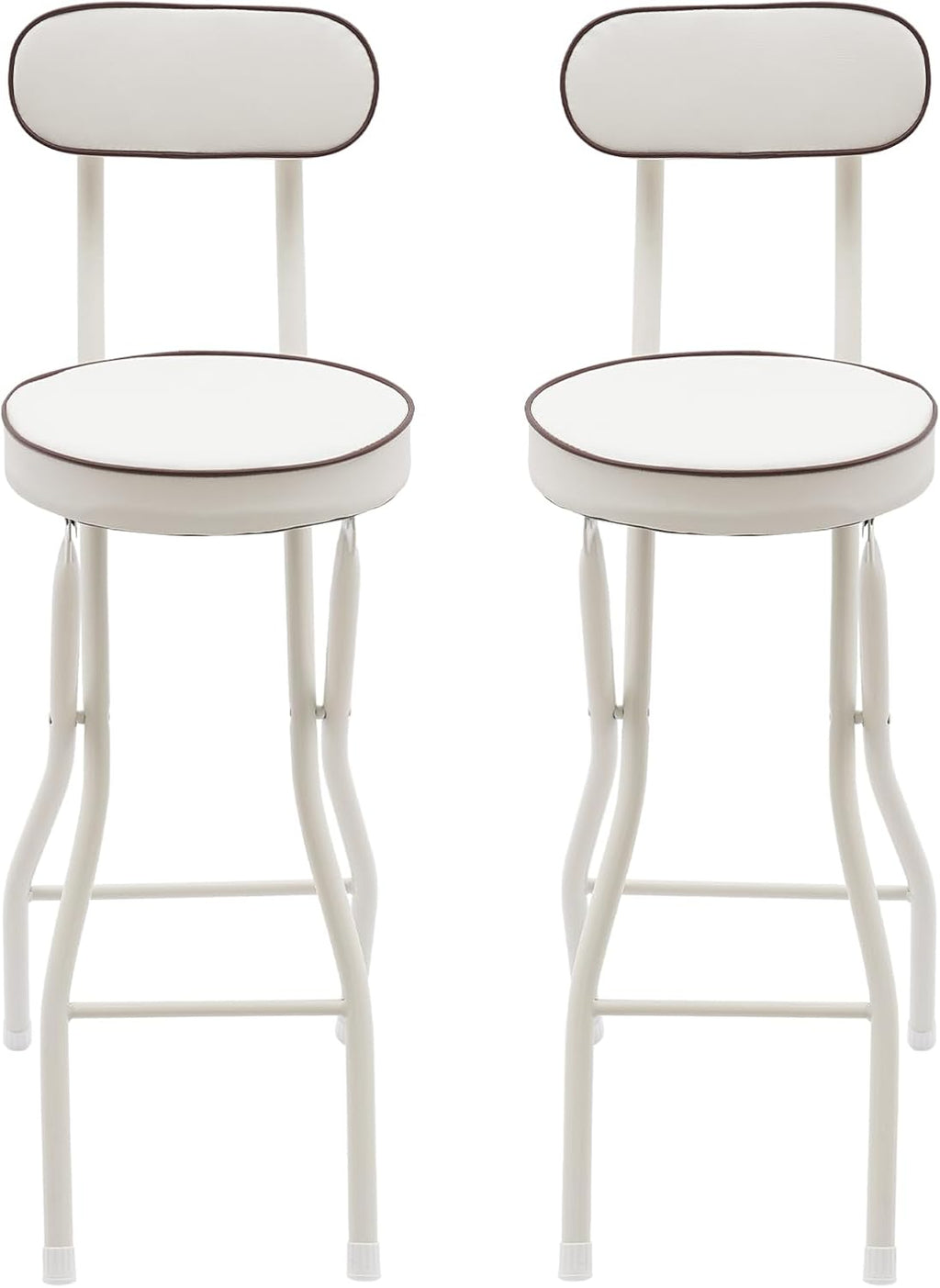 2PCS Folding Bar Stool with Backrest, Tall Foldable Stool Seat Padded Portable Stools Counter Height Foldable Stools Chairs Collapsible Stool for Adults Kitchen Island Cafe Dining Room