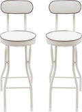 2 Pcs Folding Bar Stools, 26 Inch Portable Tall Chairs with Backrest, Carbon Steel Frame and PU Padded Seat for Kitchen, Cafe, Living Room, Camping (White-5)
