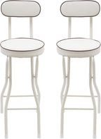 Folding Bar Stool with Back, 2 Pack Backest Tall Foldable Stool har with Cushioned Padded Portble Collasible Counter Height Chai for Kitchen Island Shop Cafe Dining Room (White)