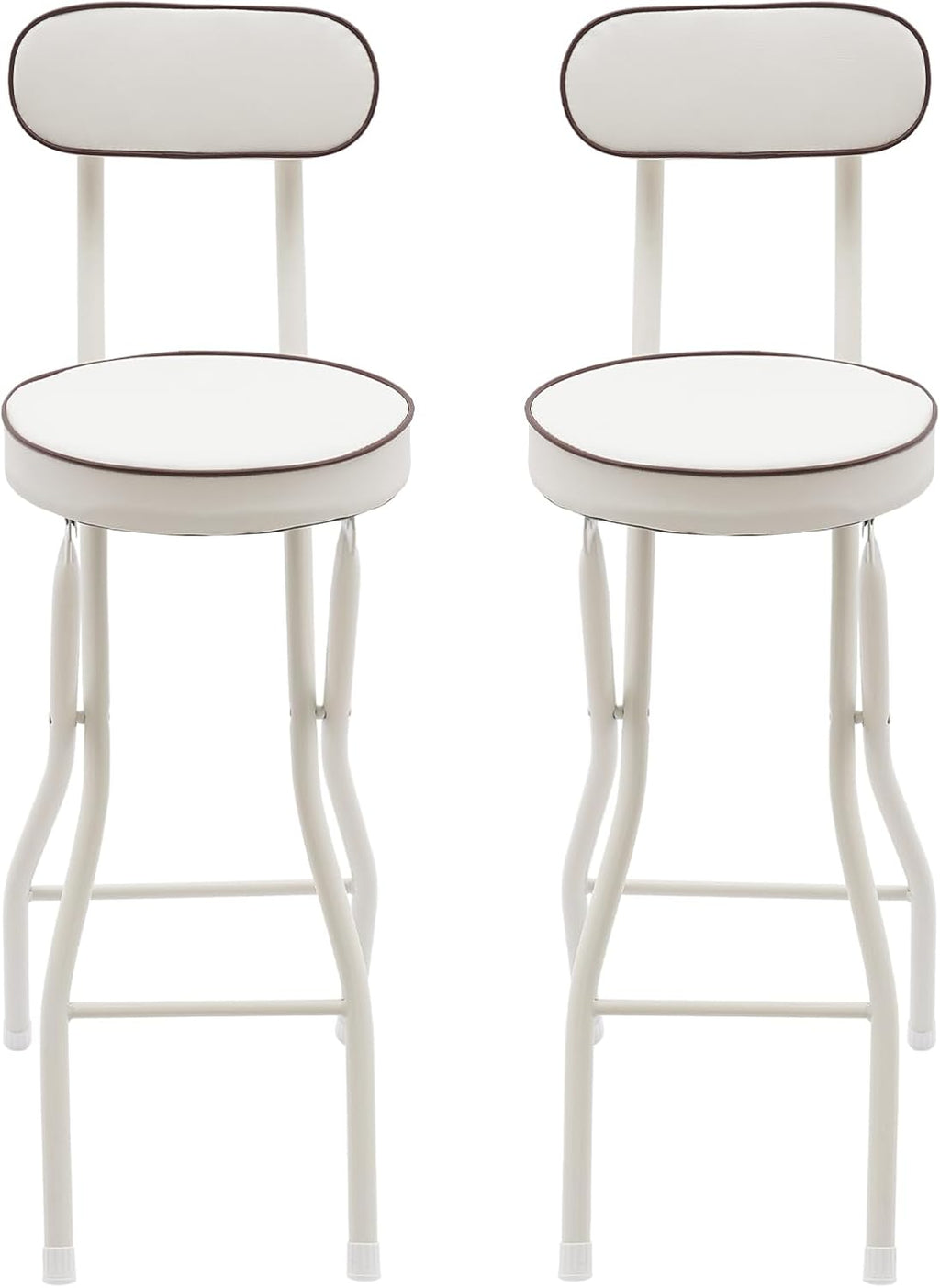 Folding Stool, 2 PCS Folding Stool with Back, 25.6 Inch Tall Foldable Bar Stool with Thick Soft Cushion, 275 lb Capacity Portable Metal Chair for Camping, Kitchen, Outdoor, Indoor, Cafe