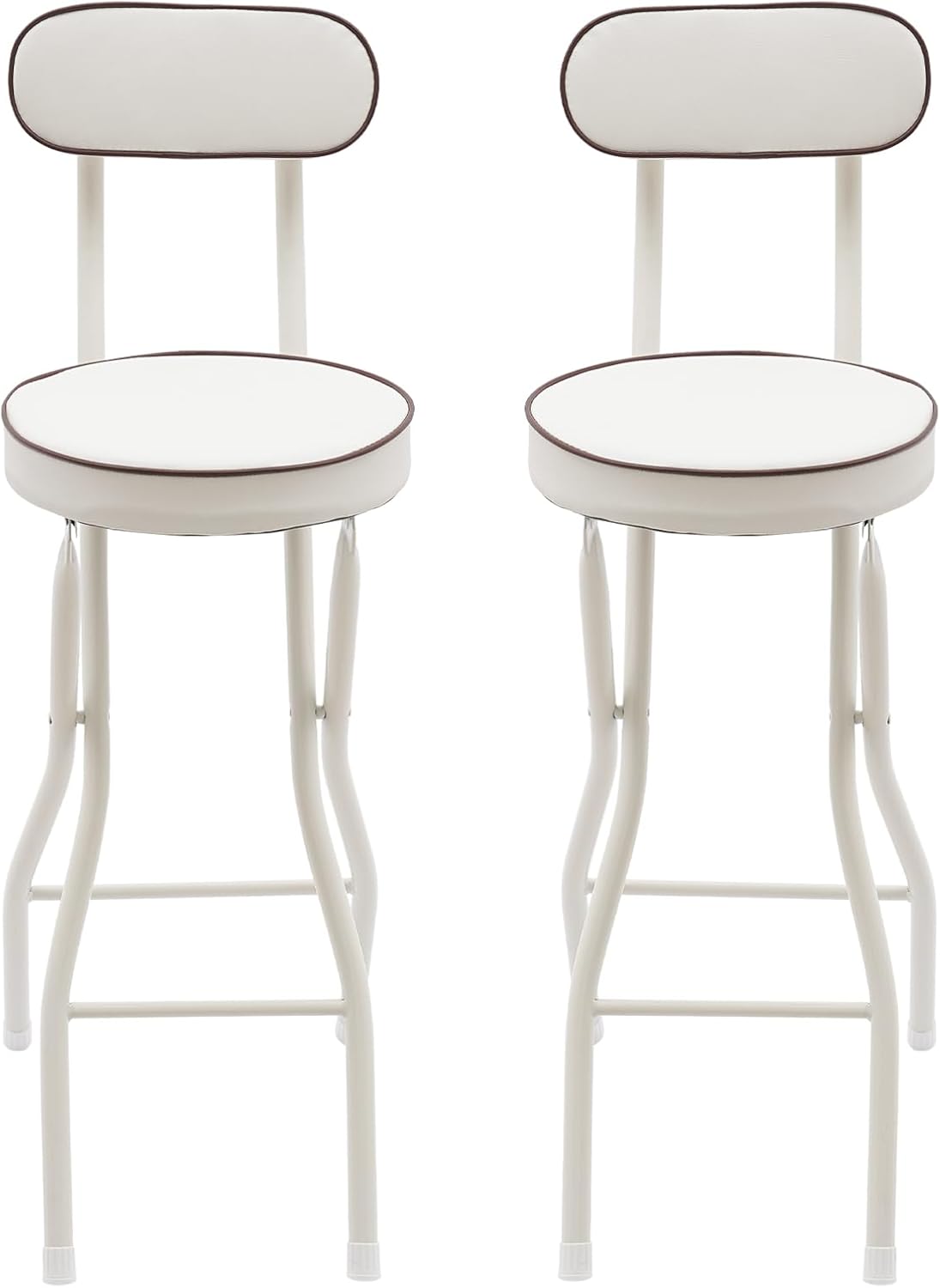 Folding Stool, 2 PCS Folding Stool with Back, 25.6 Inch Tall Foldable Bar Stool with Thick Soft Cushion, 275 lb Capacity Portable Metal Chair for Camping, Kitchen, Outdoor, Indoor, Cafe
