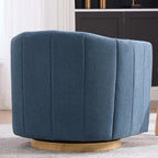 Swivel Barrel Chair Set of 2, 360 Degree Round Swivel Accent Chair for Living Room, Mid Century Modern Upholstered Accent Chair,Comfy Tufted Sofa Armchairs for Bedroom,Nursery,Chenille, Blue