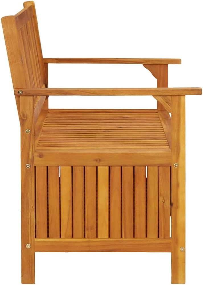 Natural Acacia Wood Storage Bench, 47.2-inch Rustic Outdoor Patio Furniture, Brown Weatherproof Garden Seating, Entryway Porch Bench with Ample Storage Bench Seating
