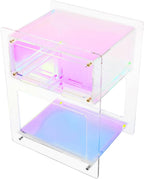 Acrylic Side Table Clear Acrylic Night Stand with 44 Lbs Load Capacity & Three Layer Design Home Decor Accent Table Small Modern Bedside Tables for Living Rooms, Bedrooms, Offices(Colorful)