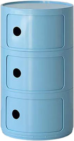 3 Tier Round Nightstand with Drawer, Royal Blue Round Side Table Small Plastic Storage End Table for Bedroom, Living Room, Bathroom