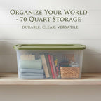 (Single) Storage Bins 70 Quart with Clear Base Stackable Storage Bins Through-Type Handle Design Depressed Lid Storage Containers for Bedding Home Other Large Items