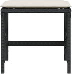 Set of 4 Poly Rattan Outdoor Stools with Removable Cushions, Black and Cream Patio Stool Set, Powder-Coated Steel Frame, 242.5 lbs Capacity for Adults