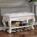 Outdoor Garden Bench for Apartment Balcony, Weather-Resistant Metal Storage Bench, Stylish White Shoe Bench with Cushion and Lift-Top Lid – Space-Saving nizer