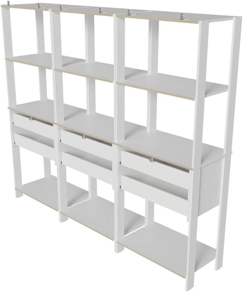 Madesa Kitchen Pantry Storage Rack with 6 Drawers and Open Shelves 82" L Multiuse Modular Cabinet for Kitchen Organization (White)