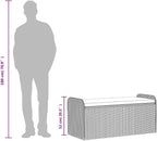 Outdoor Patio Storage Bench with Cushion Gray 45.3"x20.1"x20.5" PE Rattan Weather-Resistant Seat for Garden Yard Porch Deck Relax
