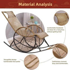 Outdoor Leisure Rattan Rocking Chair, Solid Wood High Back Recliner with Two-Wheel Design, Strong Load-Bearing Capacity for Porch, Patio, Garden, Indoor Use(Brown)