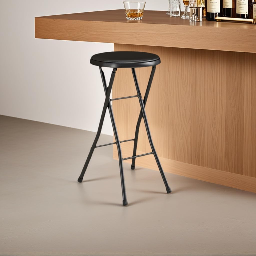 Folding Stool,24-Inch Collapsible Stool,Portable Stool with 200lb Capacity,Suitable for Indoor or Outdoor Use,Black