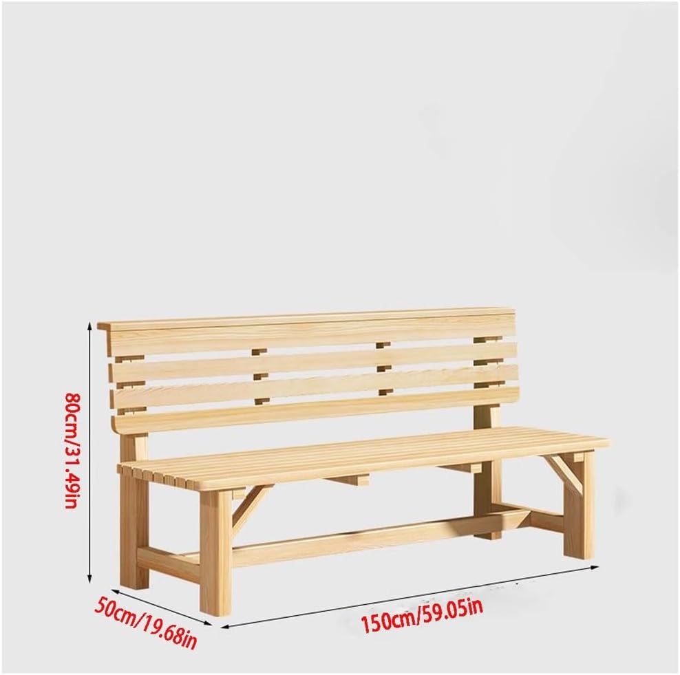 Patio Benches for Outdoors Park Chair Outdoor Bench Seat Solid Wood Back Simple Garden Benches for Outdoors
