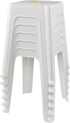 6-Pack White Stack Stools, Stacking Set-Stackable Nesting Stools/Chairs for Home, Office, Classrooms