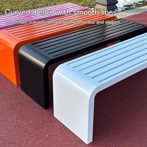 Colorful Kindergarten Outdoor Bench, All-Weather Steel Frame Garden Chair, No Backrest Patio Bench for Park, Lounge, and Porch - Durable Iron Seat for Kids