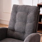 Rocking Chair Nursery with Footrest, High Back Rubber Wood Rocker for Adult Living Space, Gliding Armchair with Side Storage Pocket, Grey