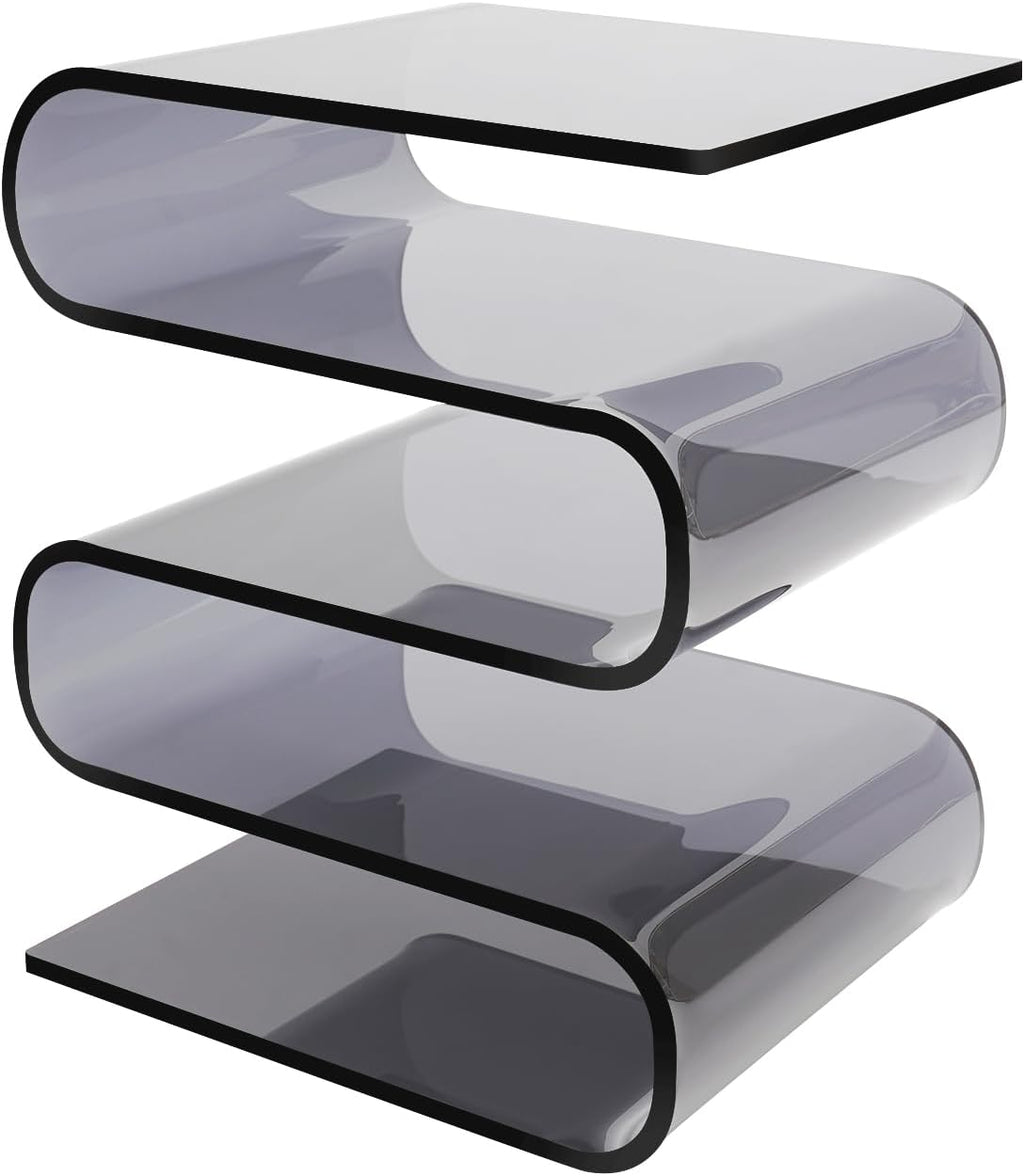 S-Shaped Acrylic End Table, Side Table for Living Room, Bedside Table for Bedroom, Modern Furniture Organizer