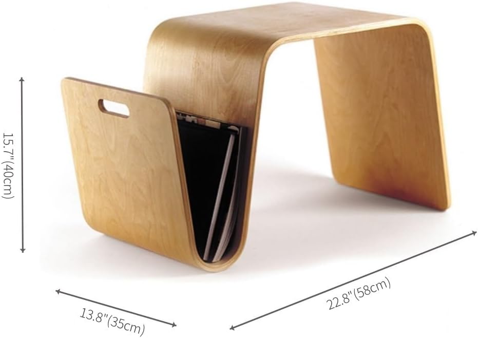 N-Shaped End Table Side Table with Handle and Magazine Rack Wood Small Tables Tea Tables for Living Room Apartment Lightweight(Natural)