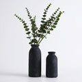 VICTOR & TERESA Black Ceramic Vases Home Decor, Flower Vase Set of 2, Farmhouse Vase for Flowers, Rustic Decorative Vases for Pampas Grass, Table, Living Room, Shelf, Centerpieces, 8 inch