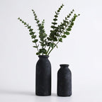 VICTOR & TERESA Black Ceramic Vases Home Decor, Flower Vase Set of 2, Farmhouse Vase for Flowers, Rustic Decorative Vases for Pampas Grass, Table, Living Room, Shelf, Centerpieces, 8 inch