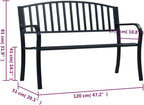 Garden Bench Black Powder-Coated Steel 47.2 in Long Durable,Sturdy Black PowderCoated Steel Garden Bench for Outdoor Comfort Patio Furniture