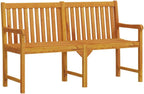 Outdoor Garden Bench, 3-Seater Patio Park Bench with Vertical Slats, Solid Acacia Wood Furniture for Backyard, Porch, Deck, and Balcony, Brown