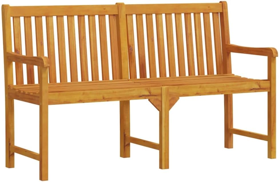 Outdoor Garden Bench, 3-Seater Patio Park Bench with Vertical Slats, Solid Acacia Wood Furniture for Backyard, Porch, Deck, and Balcony, Brown