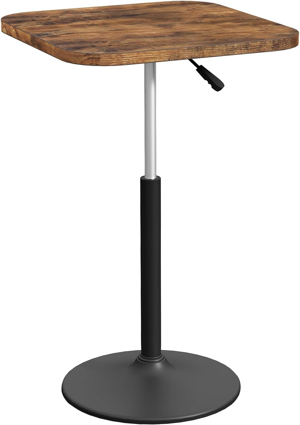 MAHANCRIS Bar Table, Height-Adjustable Pub Table 26.8-36.2 Inches, Cocktail Tables with Base, Counter Height Table for Small Space, Easy to Assemble, Rustic Brown and Black BTHR5501