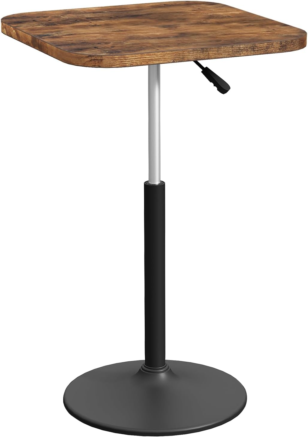 MAHANCRIS Bar Table, Height-Adjustable Pub Table 26.8-36.2 Inches, Cocktail Tables with Base, Counter Height Table for Small Space, Easy to Assemble, Rustic Brown and Black BTHR5501