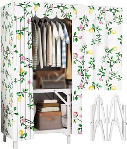 Portable Closet Foldable Wardrobe Steel Tube Thick Storage Bedroom Household Storage Fabric Wardrobe Easy to Assemble Temporary Closet