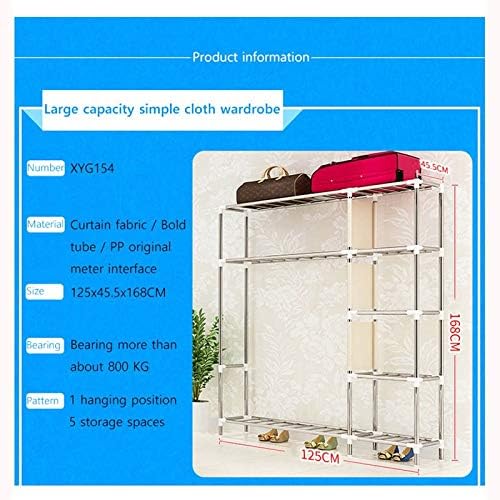 Simple Wardrobe Reinforced Thicken Cloth Sturdy Steel Frame Assembly Oxford Locker Hanging