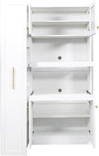 Kitchen Pantry Cabinet with Pull-Out Storage Shelves - Versatile 4-Door Organizer for Kitchen, Dining Room, and More (70.87" H x 43.31" W x 15.75" D), White