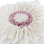OiseauVoler Decorative 3D Flower Throw Pillow Covers Handmade Cushion Cover Cases for Couch Bed Living Room Farmhouse Home Decor 18 x 18 Inch Cream White