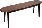 Entryway Bench, Solid Wood Dining Bench, Midcentury End of Bed Bench w/Rounded Corner, Outdoor Bench w/Robust Construction, Bedroom Bench, 10.24" W x 17.72" H（Walnut 47.2inches）