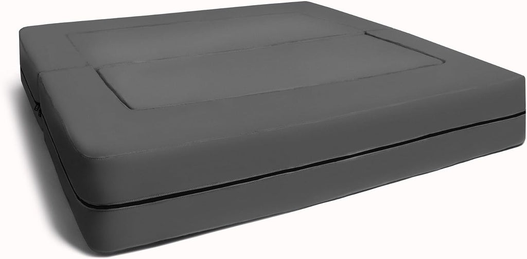 Jaxx Zipline Kids Sofa & Large Ottoman, 3 in 1 Fold Out Sofa, Big Kids Edition, Charcoal