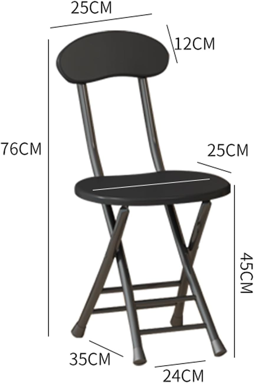 Foldable Metal Event Chair Office- Sturdy Folding Stools with Back and Footrest,Widen The Base Armless, Frame（1 Pack）(Wood)