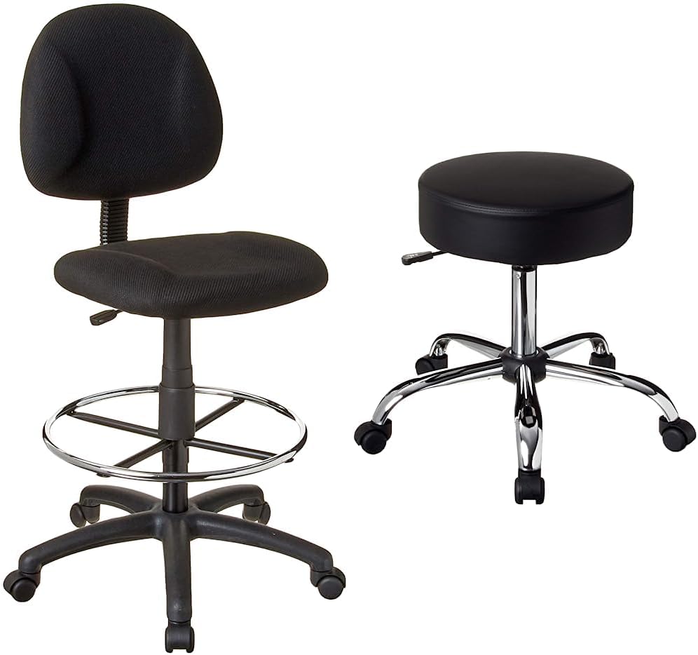 Boss Office Ergonomic Drafting Chair + Be Well Medical Spa Stool Bundle