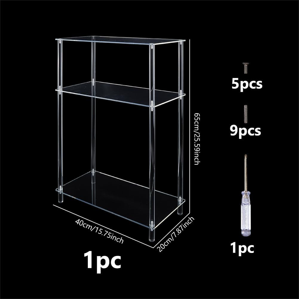 DICOSMETIC Clear Acrylic Record Player Stand 3-Tier Small Side Turntable Table Vinyl Record Storage Turntable Stand 40x20x65cm Modern Bedside End Table for Living Room, Bedroom