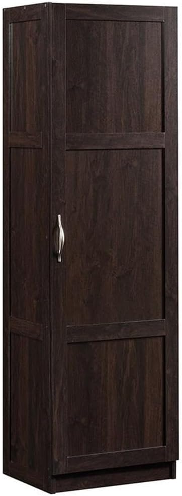 Pemberly Row Wood Storage Pantry, 60 in Height, Raised Panel Doors, Engineered Wood, Cinnamon Cherry Finish, Adjustable Shelves, Hidden Storage, Tall Cabinet for Kitchen, Dining Room, Office Use