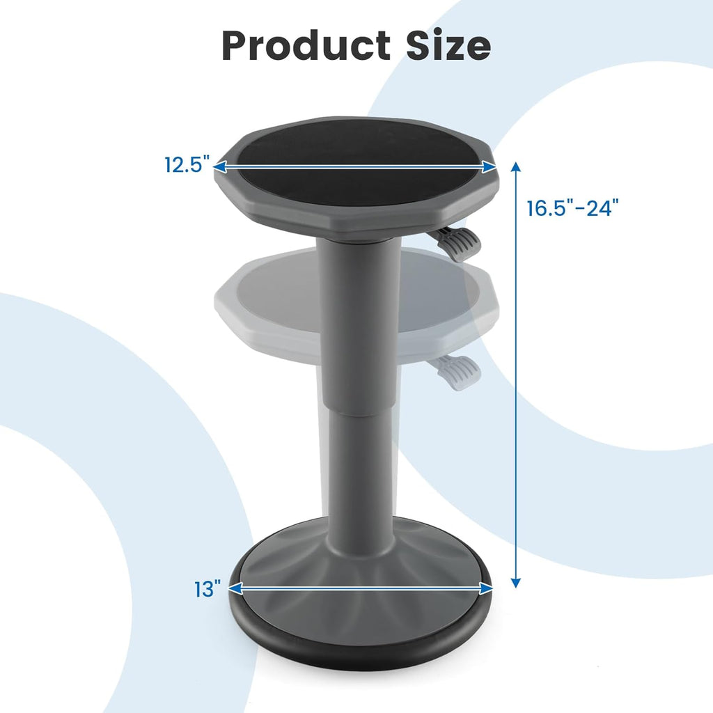 S AFSTAR Ergonomic Wobble Stool, Kids Active Motion Stool w/ 16"- 23.5" Adjustable Height, 245 LBS Weight Capacity, 360-Degree Wiggle Chairs Kids Wobble Chair for Classroom Preschool (Grey)