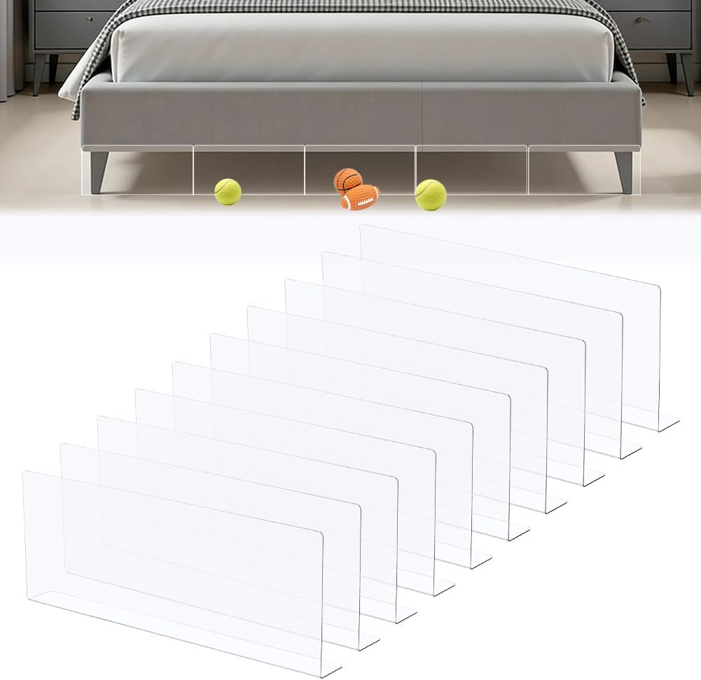 DICOSMETIC 10Sets Acrylic Under Bed Blocker 15.75x5.91x1.57 Inch Clear Under Couch Blockers Furniture Blockers Sofa Gap Protector for Pets Toys Cat Stop Things Going Unders