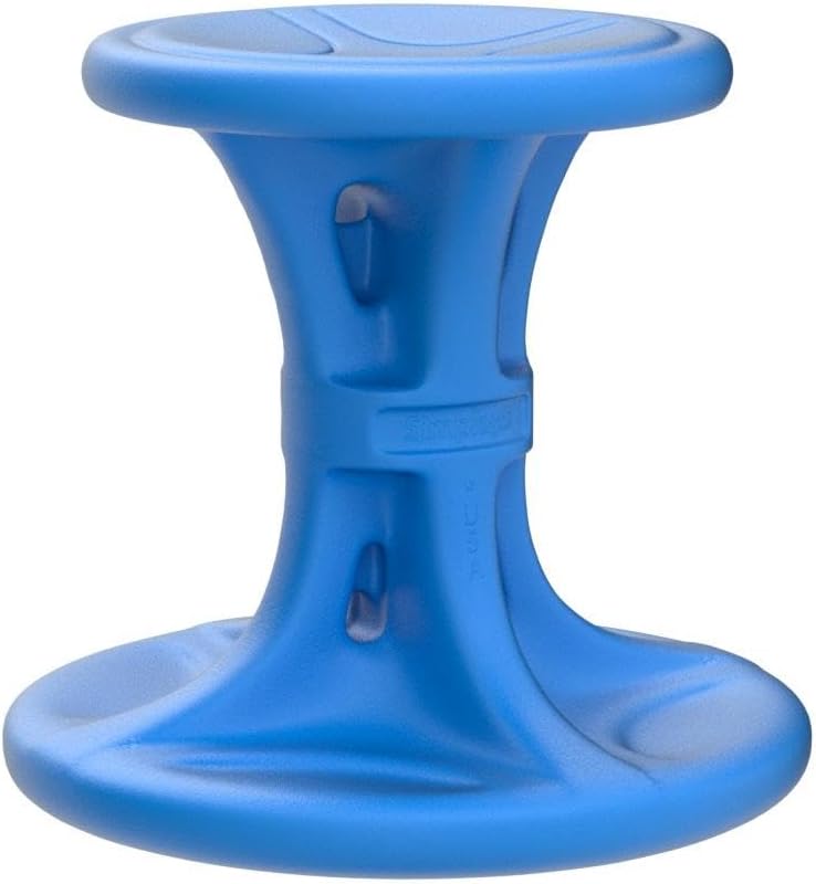 Simplay3 14" Play Around Wiggle Chairs 2-Pack, Kids Wobble Stools for Ages 5-8, Improved Focus and Attention - Blue, Made in USA
