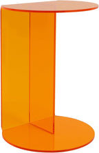Side Table, Acrylic End Table with Storage Shelf, Floorstanding Nightstand with Sturdy Base for Small Space, Bedside Table, Console Table for Bedroom, Living Room, Office(Orange)