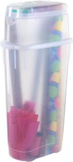 Rubbermaid Wrap N' Craft Plastic Wrapping Paper Organizer Storage Container with Top Ornament Storage Compartment for 20 Standard 30 Inch Rolls, Clear