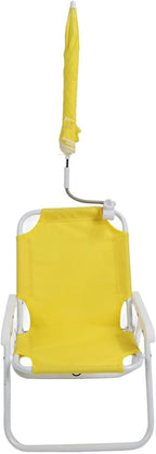Pilipane Children Beach Chair Folding Portable Camping Chairs Outdoor Lawn Sand Chair with Umbrella for Picnics Vacations Parties (Yellow)