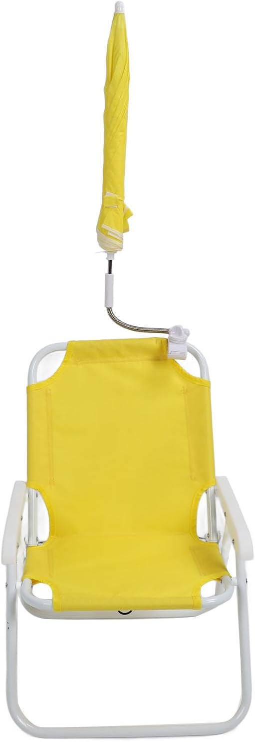 Yinhing S Folding Beach Chair with Umbrella Portable Outdoor Sand Chair for Kids Ideal for Vacations Picnics Parties Extra Large Size Yellow (Yellow)