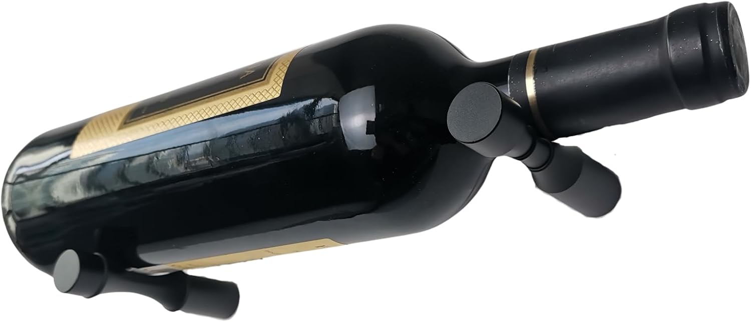 Wine Rack Wall Mounted 5 Bottle Matte Black Metal Vino Pins Single Display Pegs System for Wine Bottles (Matte Black)