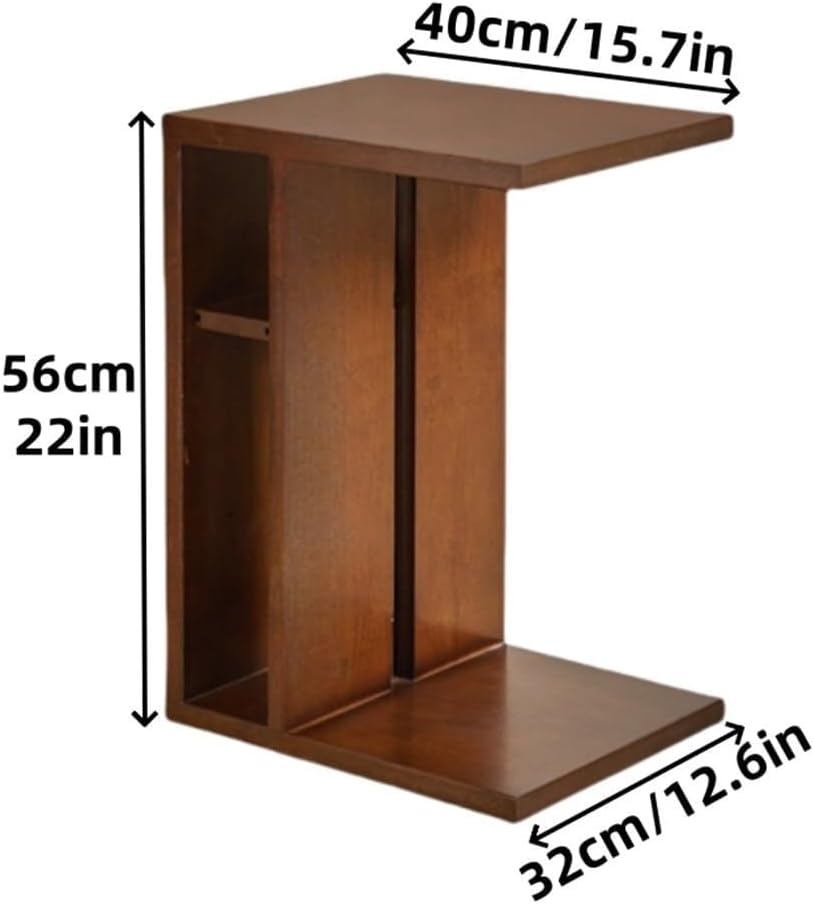 Modern 2-Tier C-Shaped Sofa End Table Small Wooden Side Table Coffee Table for Living Room Small Space & Office Lightweight(Natural)